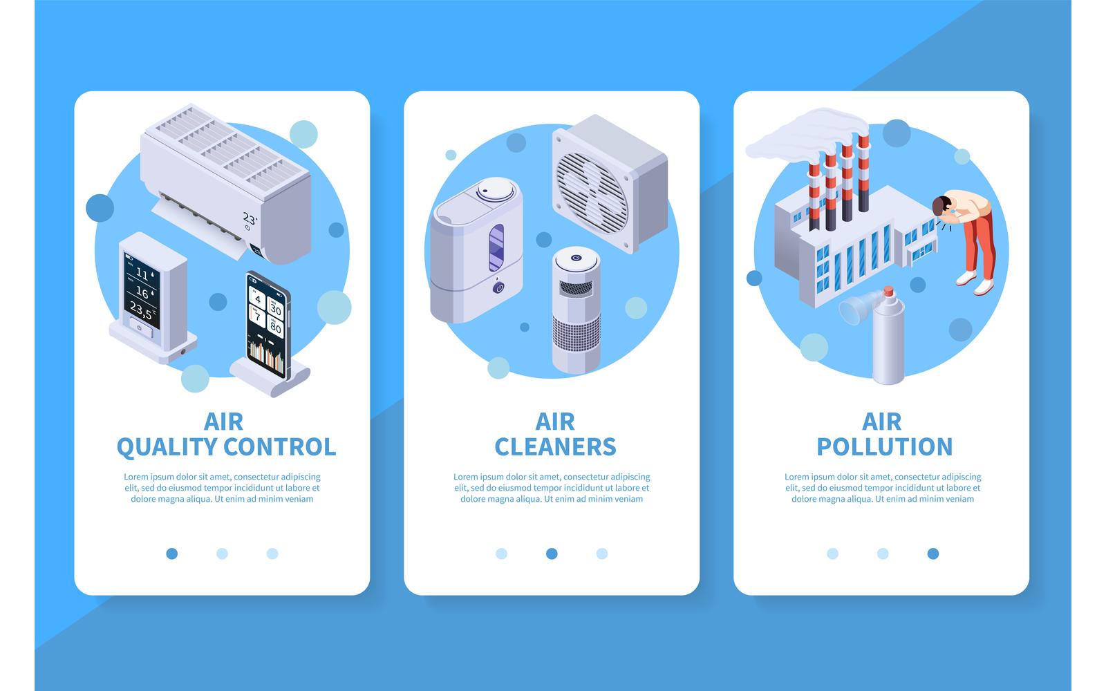 Air Purification Quality Control App Design Isometric 210160710 Vector Illustration Concept