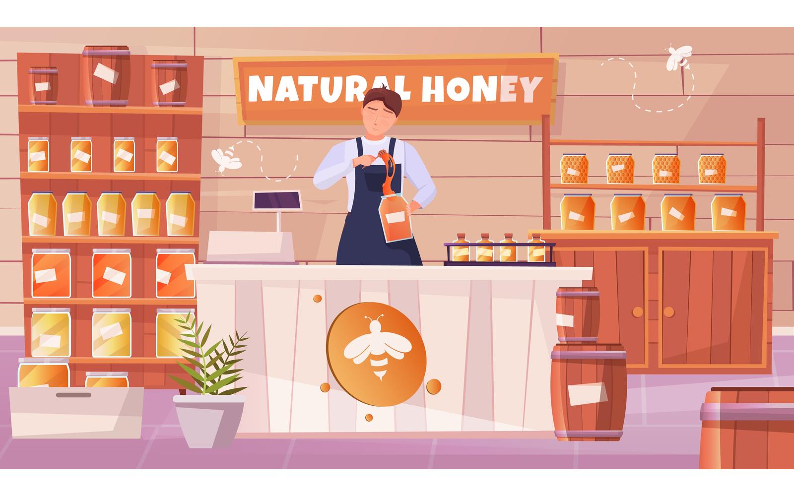 Honey Shop Flat 210251104 Vector Illustration Concept