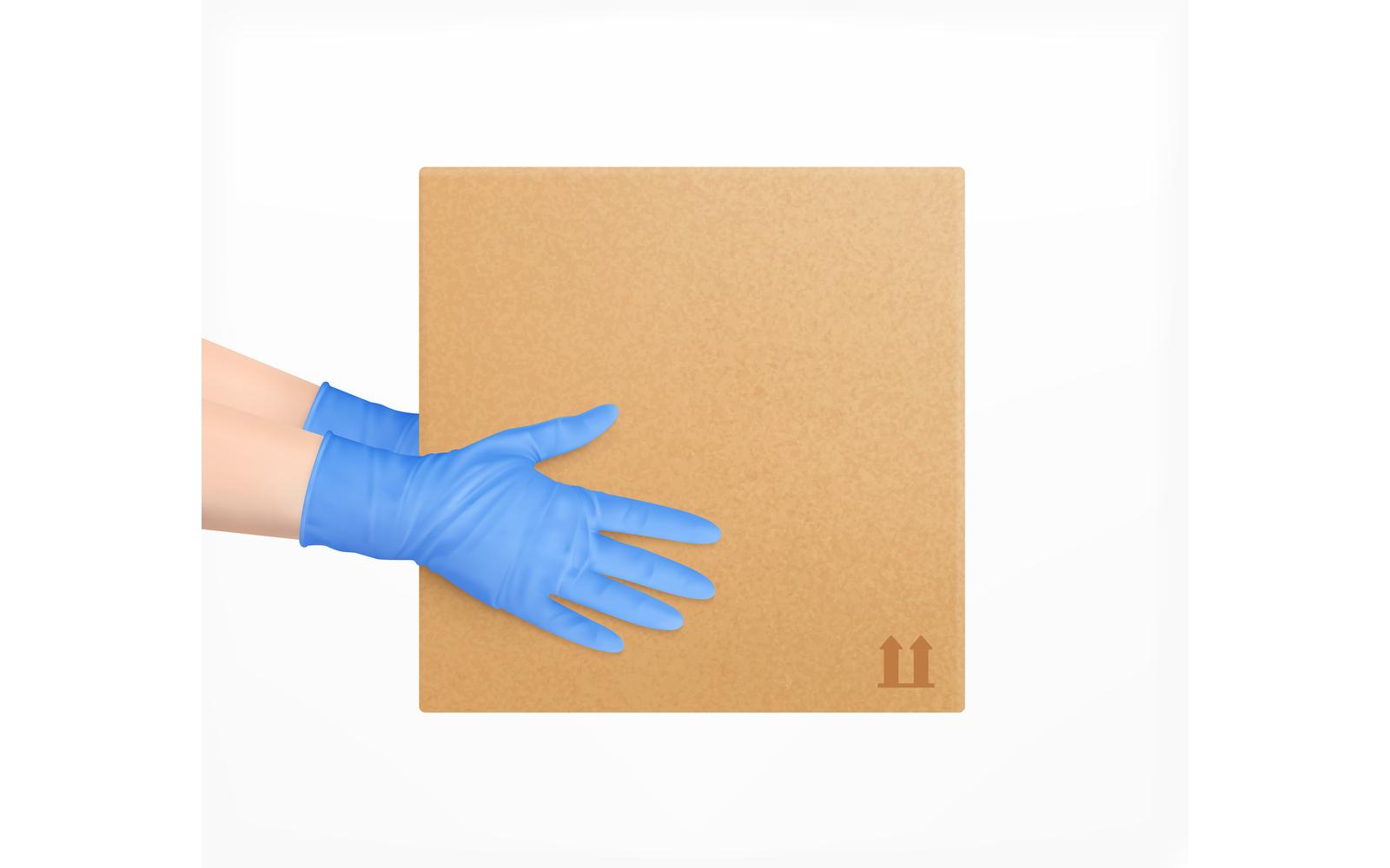 Safe Delivery Hands In Gloves Realistic 201030920 Vector Illustration Concept
