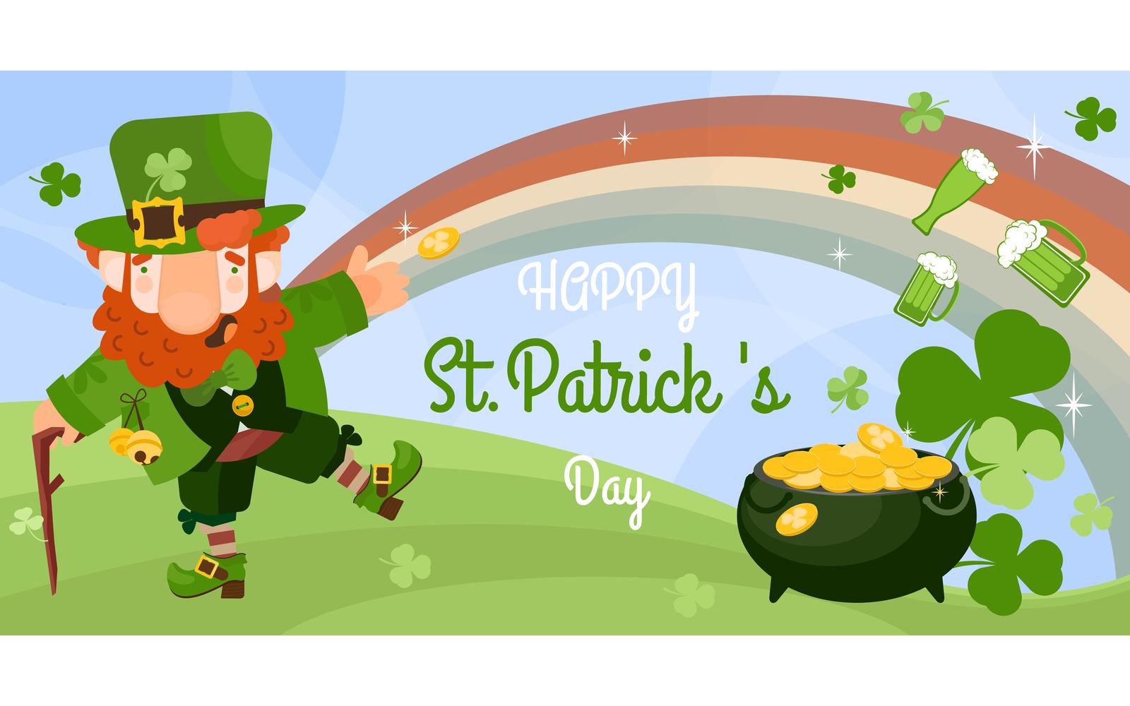 Patrick Day Card Flat 210160211 Vector Illustration Concept