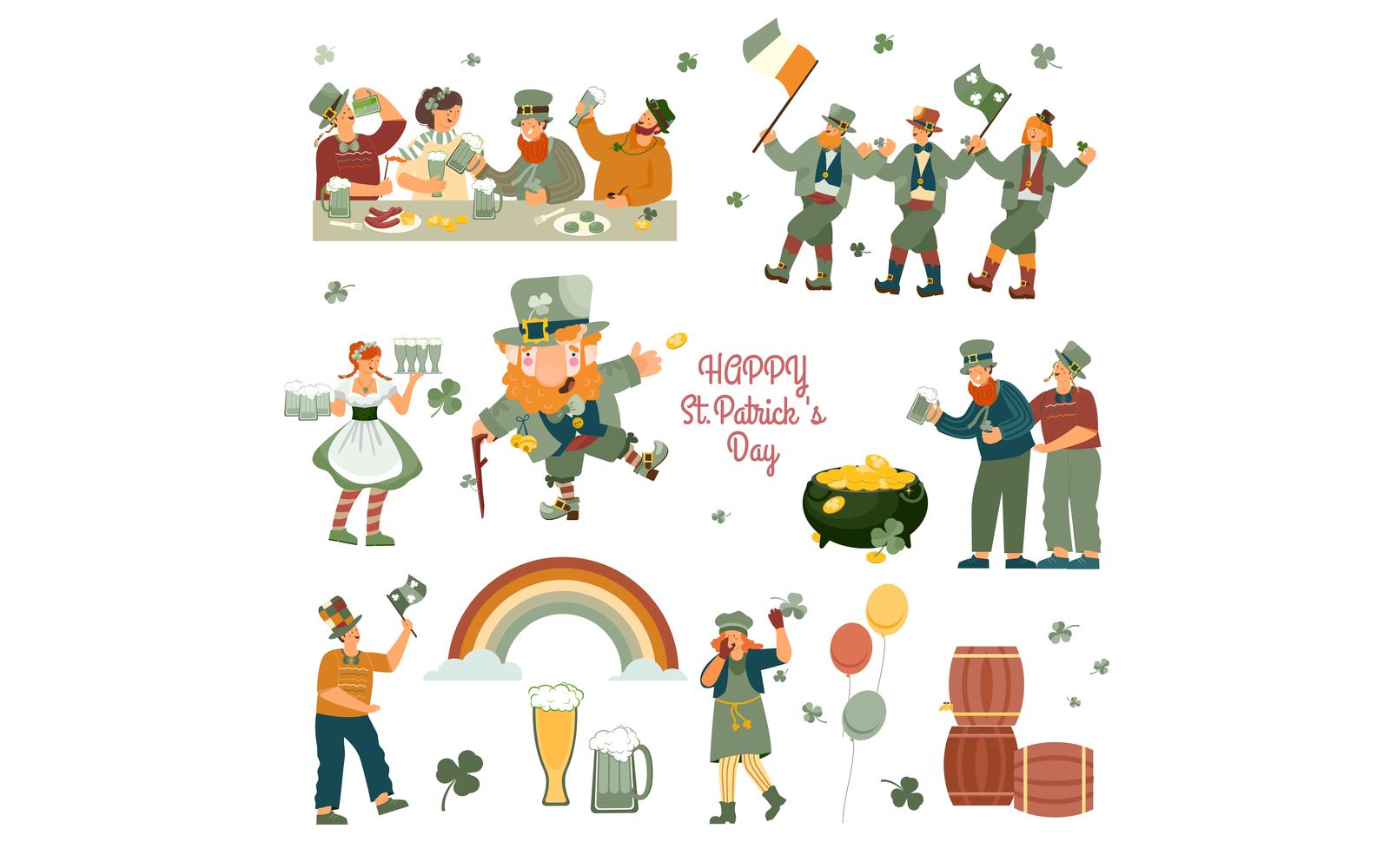 Patrick Day Set Flat 210160210 Vector Illustration Concept