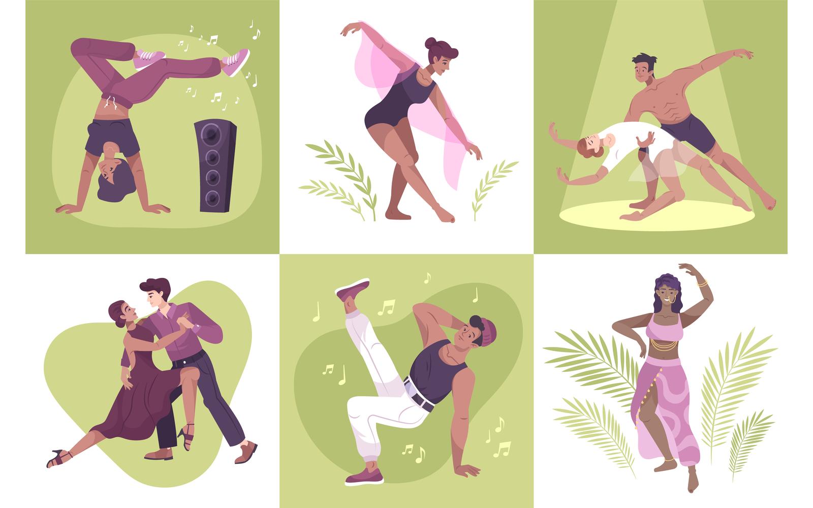 Dancer Composition Set Flat 201250761 Vector Illustration Concept