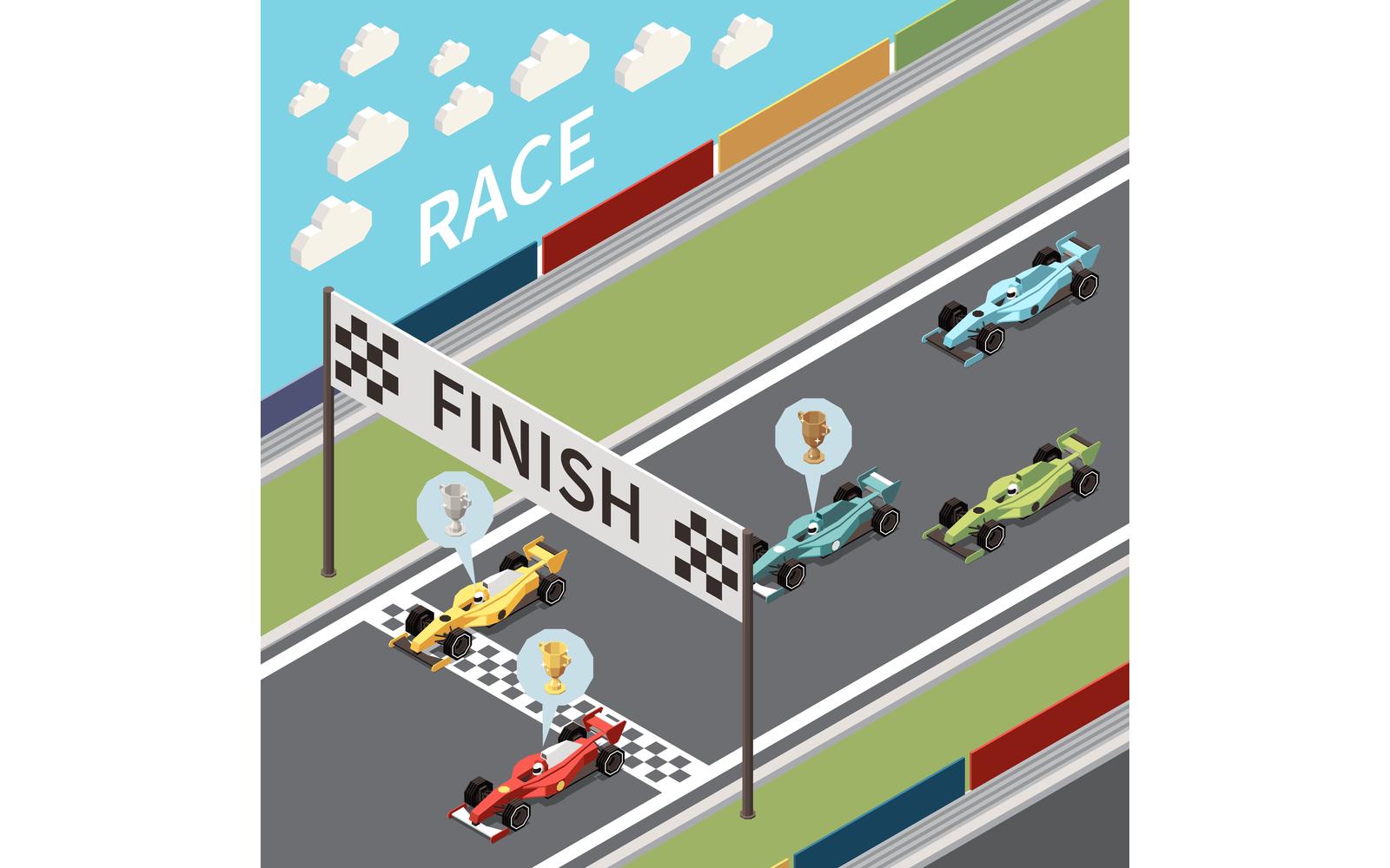 Car Race Isometric 210210912 Vector Illustration Concept