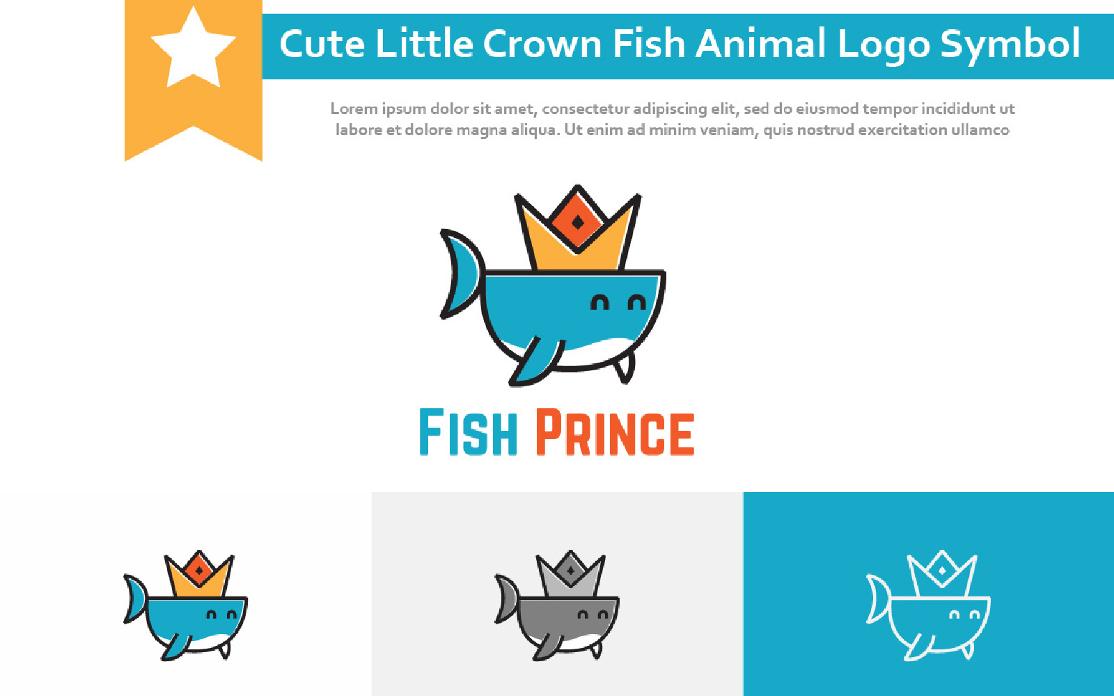 Cute Little Crown Fish Water Animal Logo Symbol