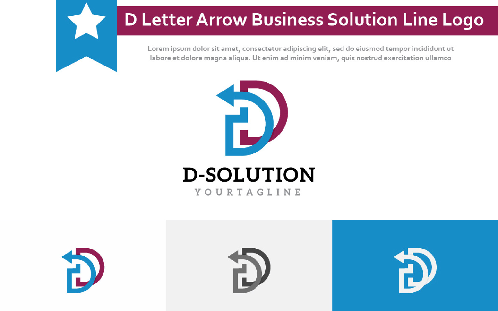 D Letter Arrow Business Solution Simple Line Logo