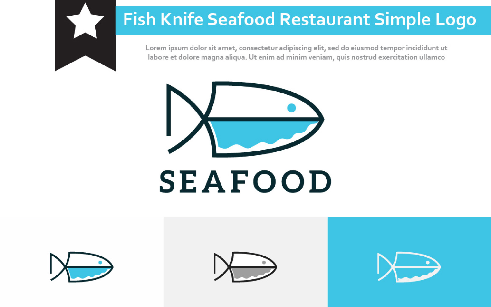 Fish Knife Seafood Restaurant Chef Simple Logo