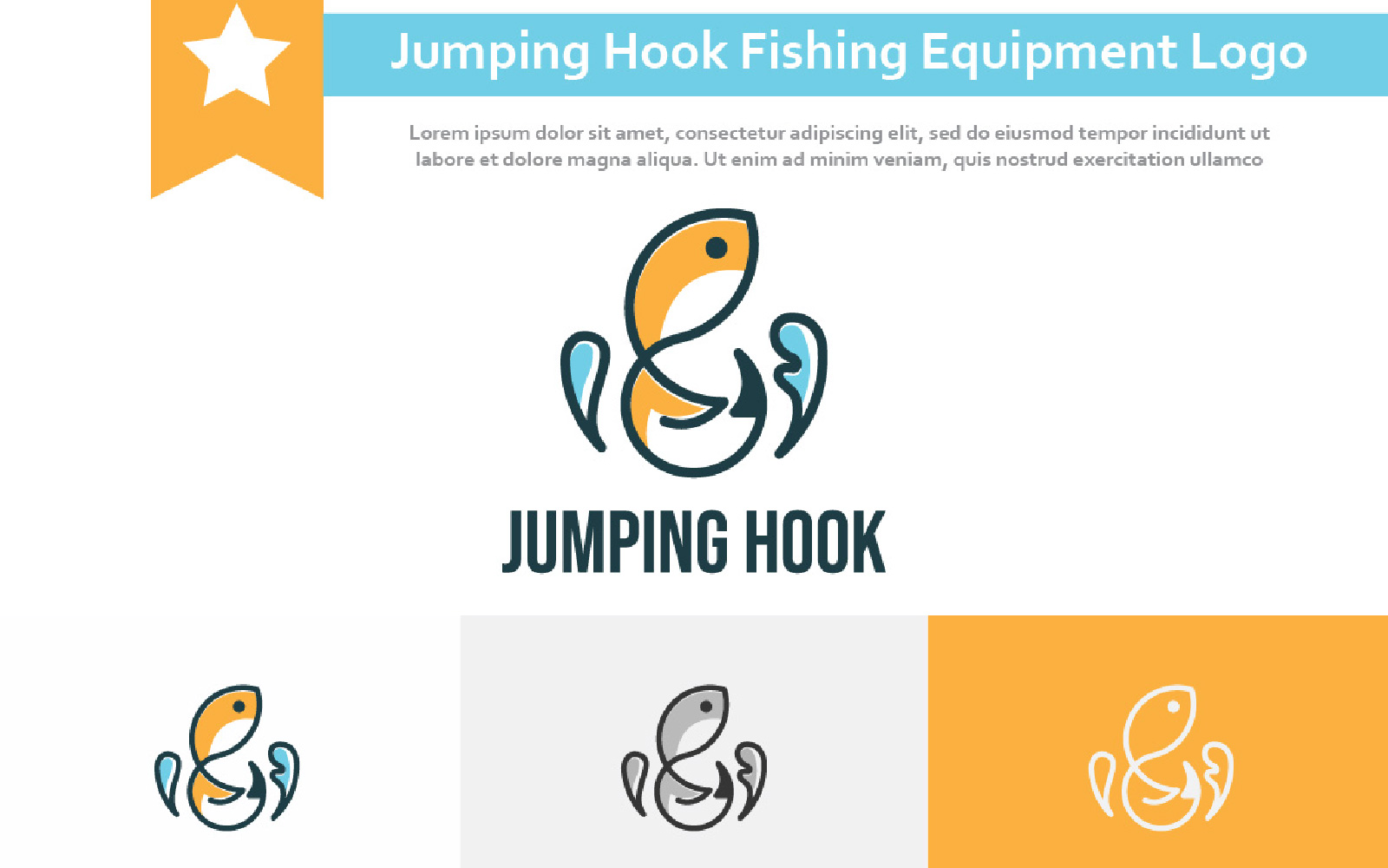 Jumping Hook Fishing Gear Club Equipment Logo