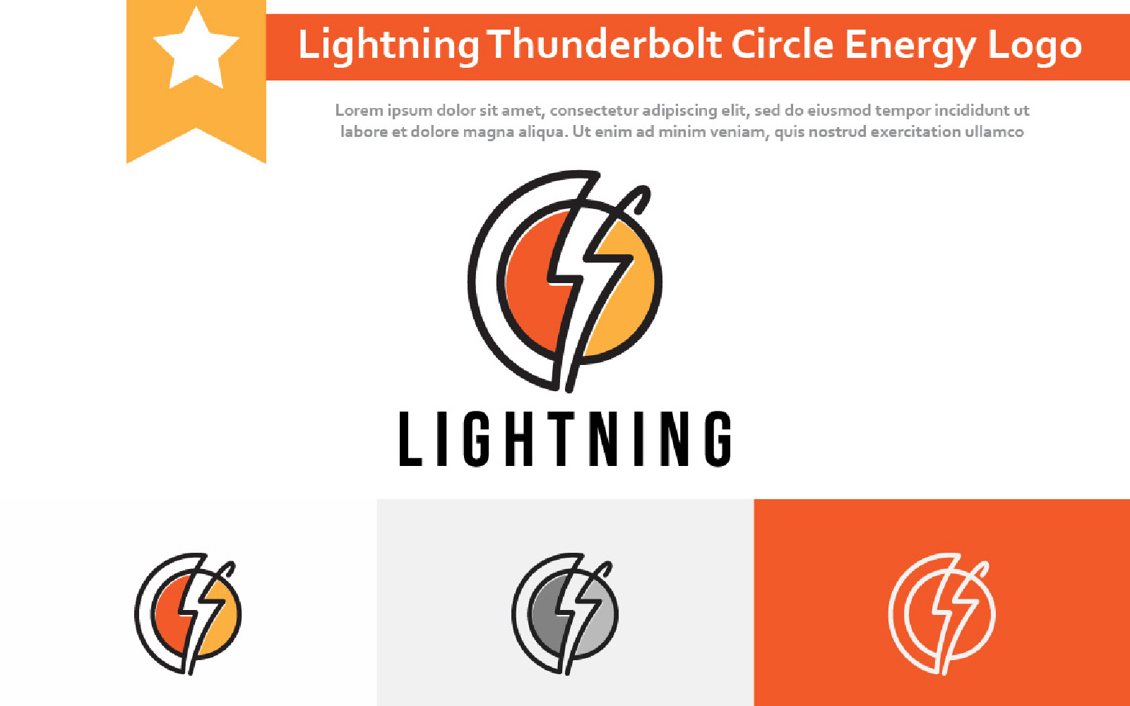 Lightning Thunderbolt Circle Line Power Energy Logo