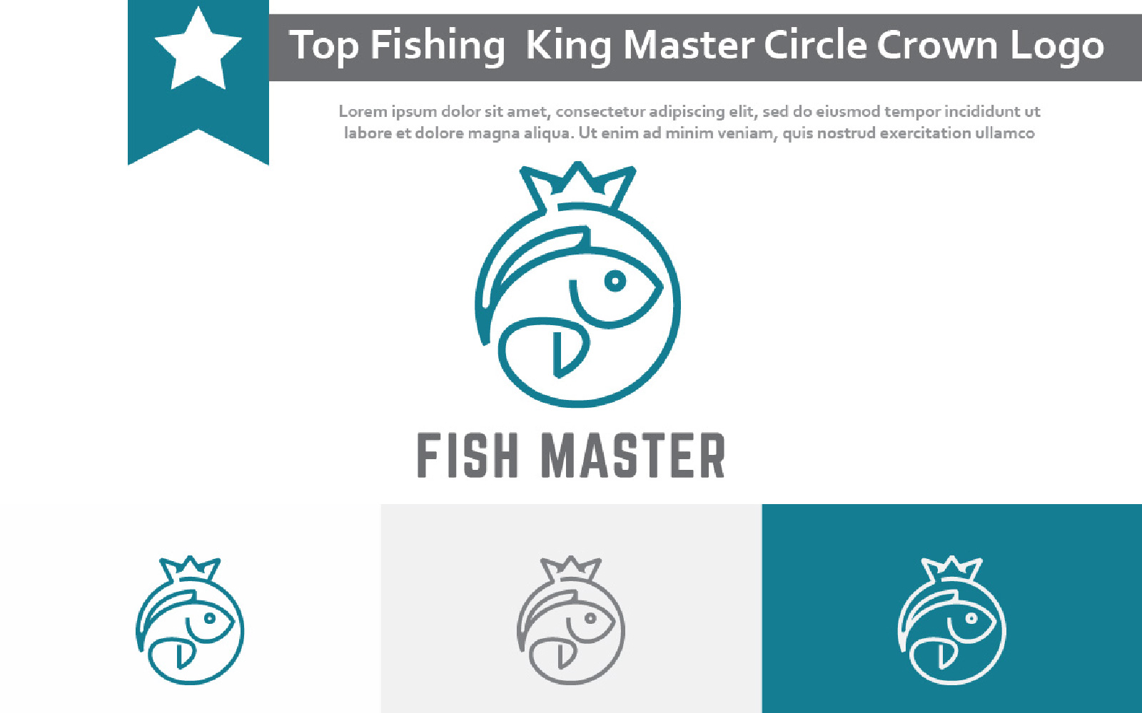 Top Fishing  King Master Circle Crown Logo