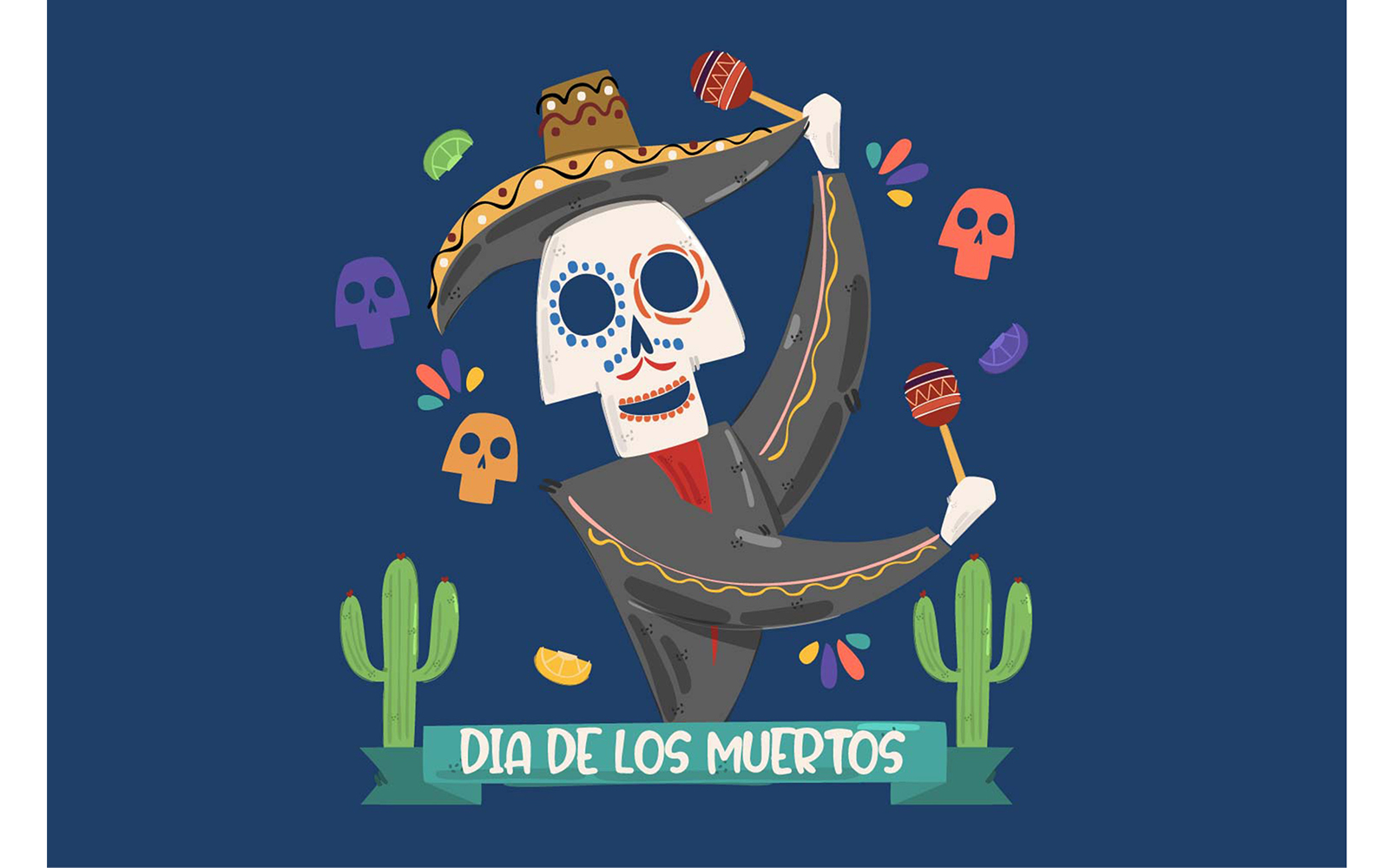 Mexican Day of The Dead Festival Illustration