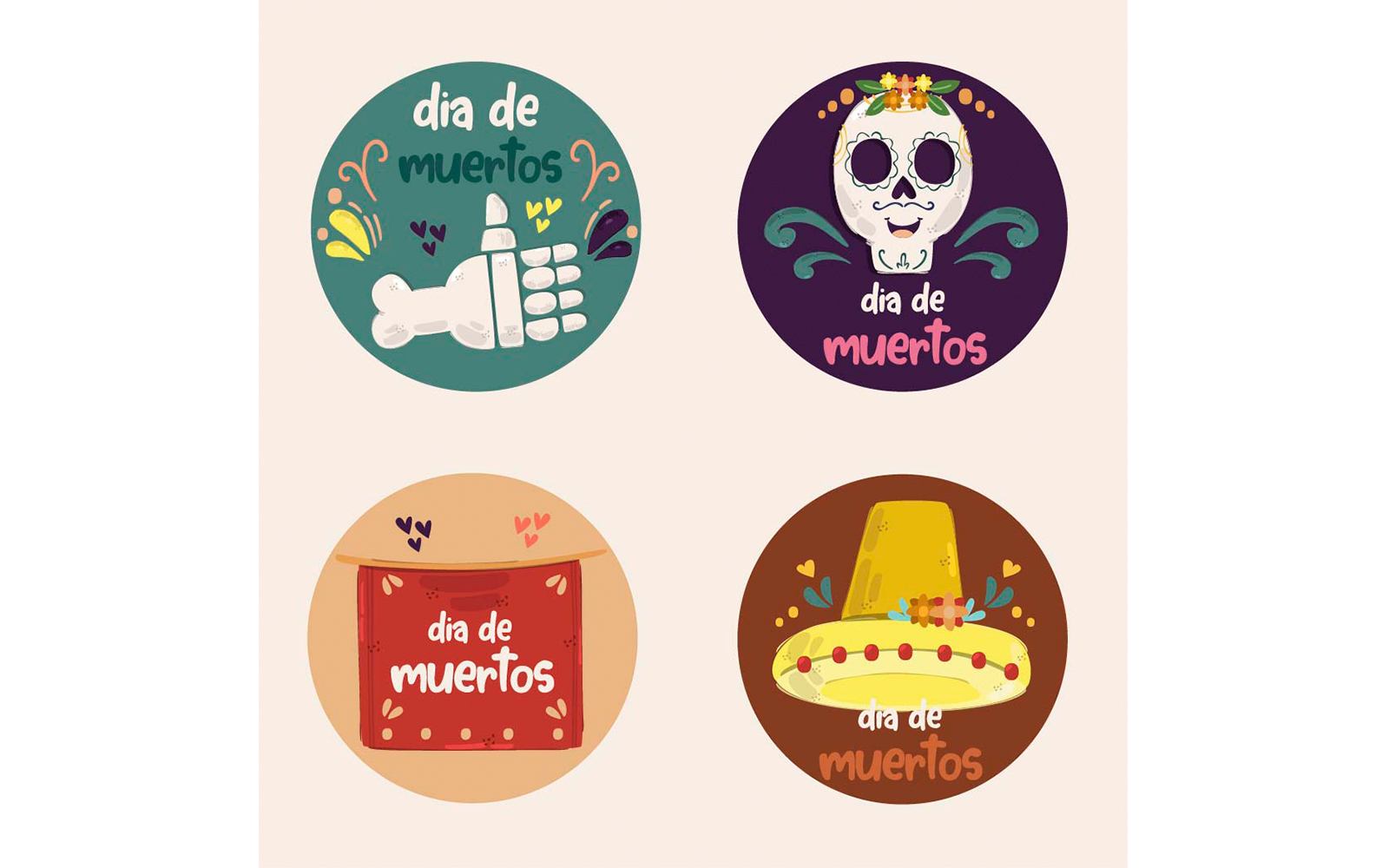 Day of the Dead Labels Illustration
