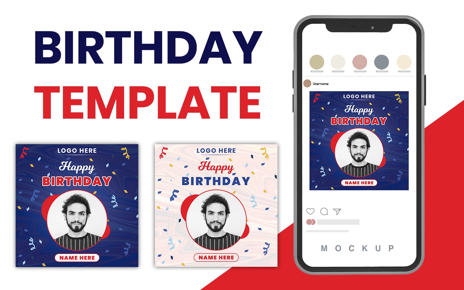 Creative & Modern Happy Birthday Social Media Post Template | Flyer Design