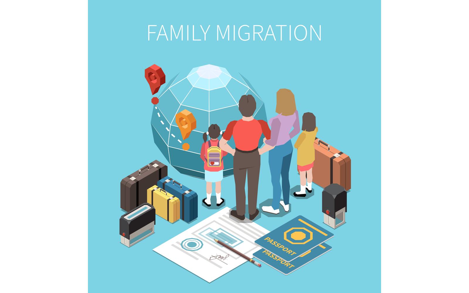 Population Mobility Migration Displacement Isometric 200910930 Vector Illustration Concept