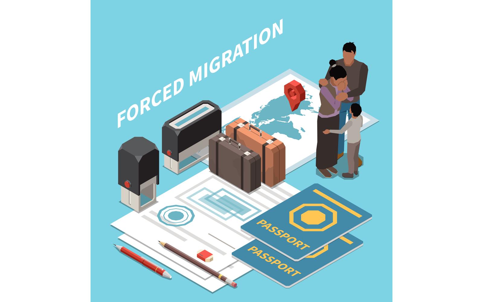 Population Mobility Migration Displacement Isometric-01 200910927 Vector Illustration Concept