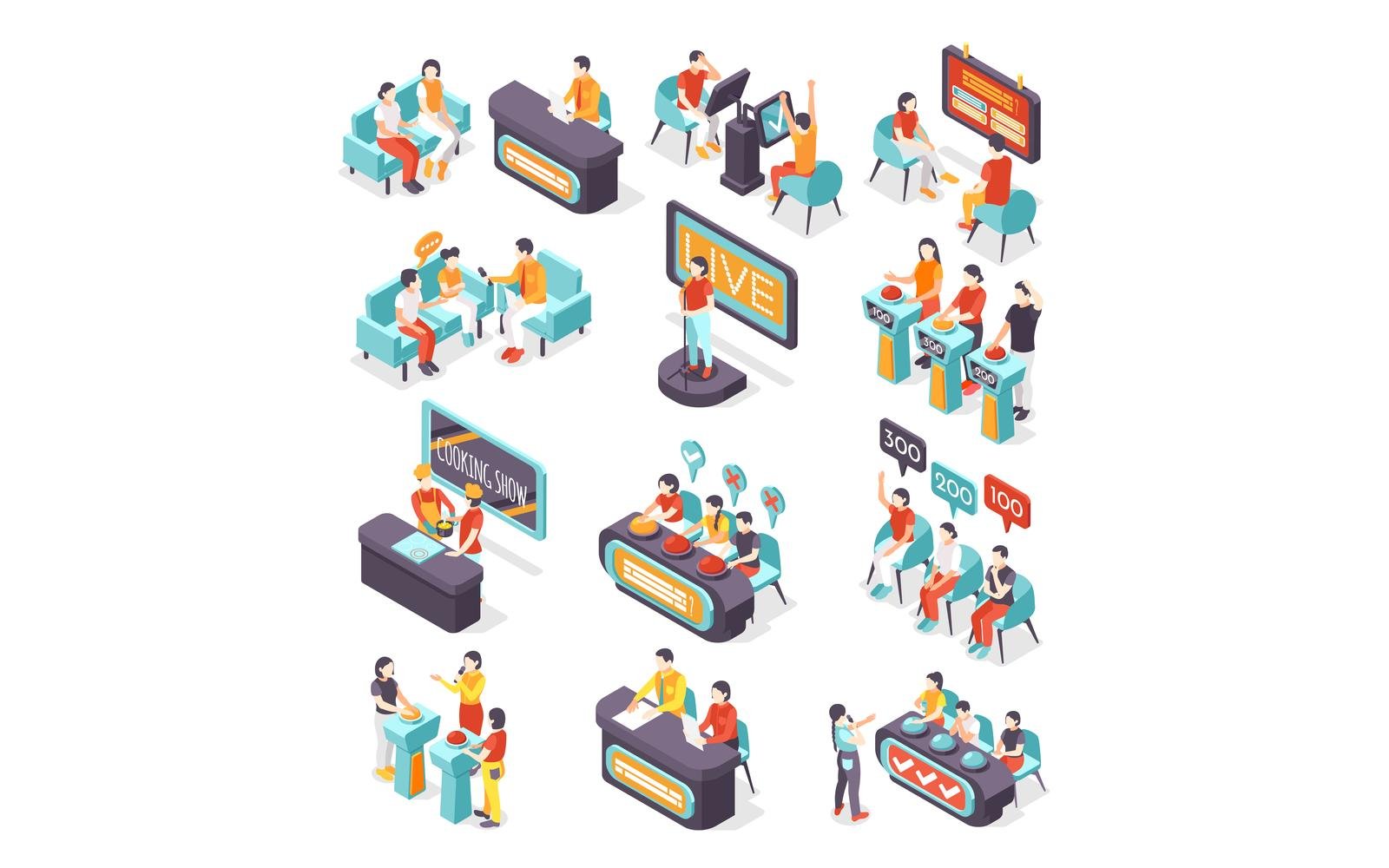 Isometric Quiz Tv Show Recolor 201030106 Vector Illustration Concept