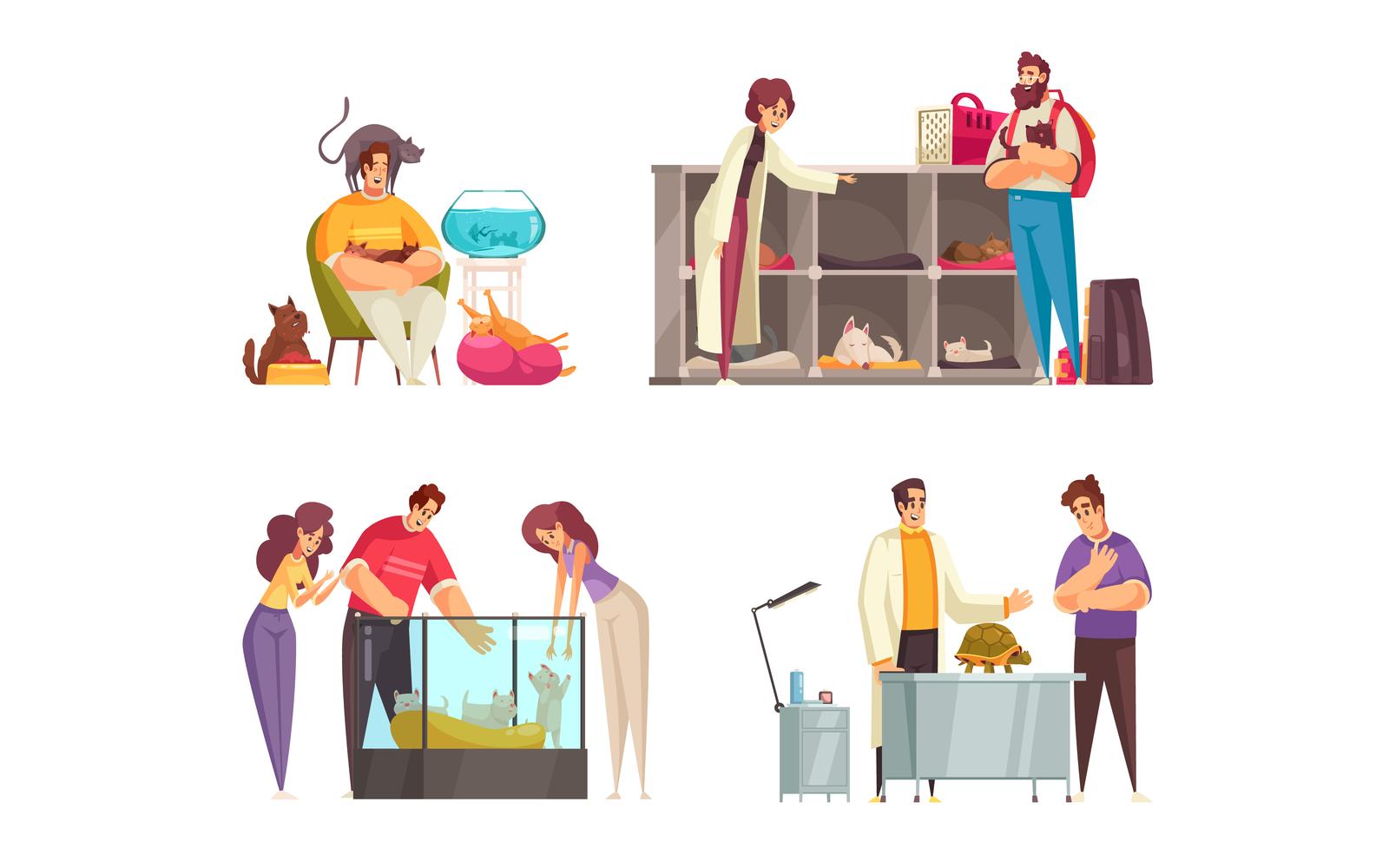 Pet Sitter Compositions 200212616 Vector Illustration Concept