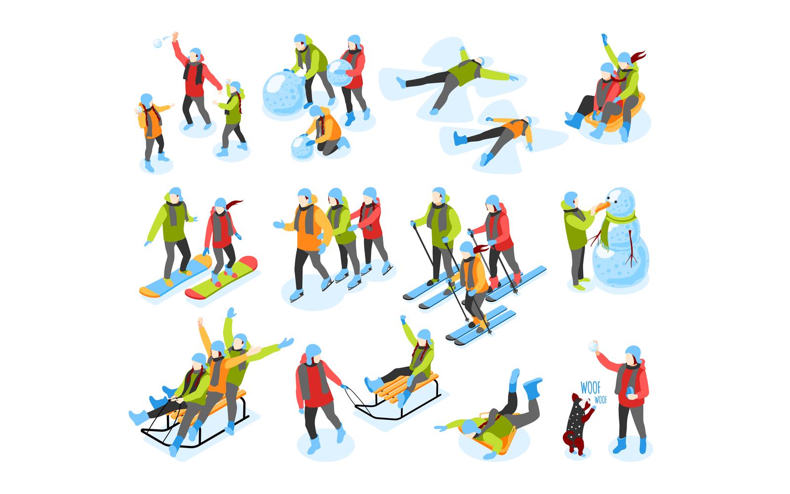 Winter Fun Isometric Icons 201130128 Vector Illustration Concept