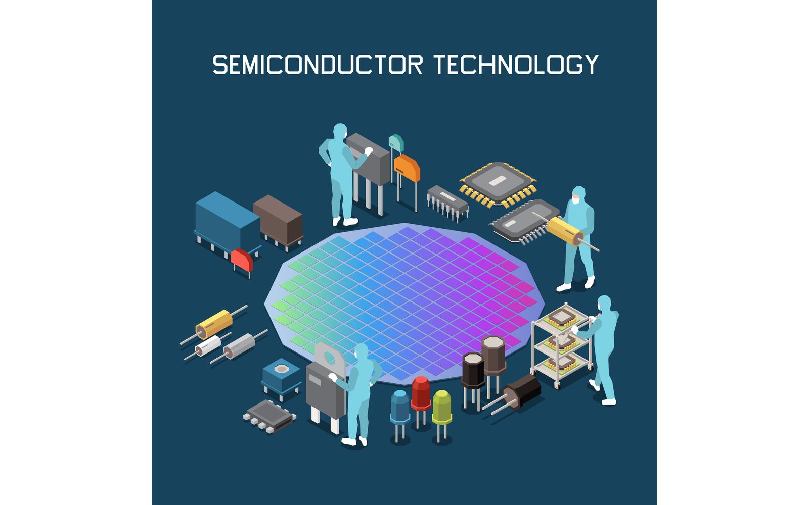 Semiconductor Chip Production Isometric 200910910 Vector Illustration Concept