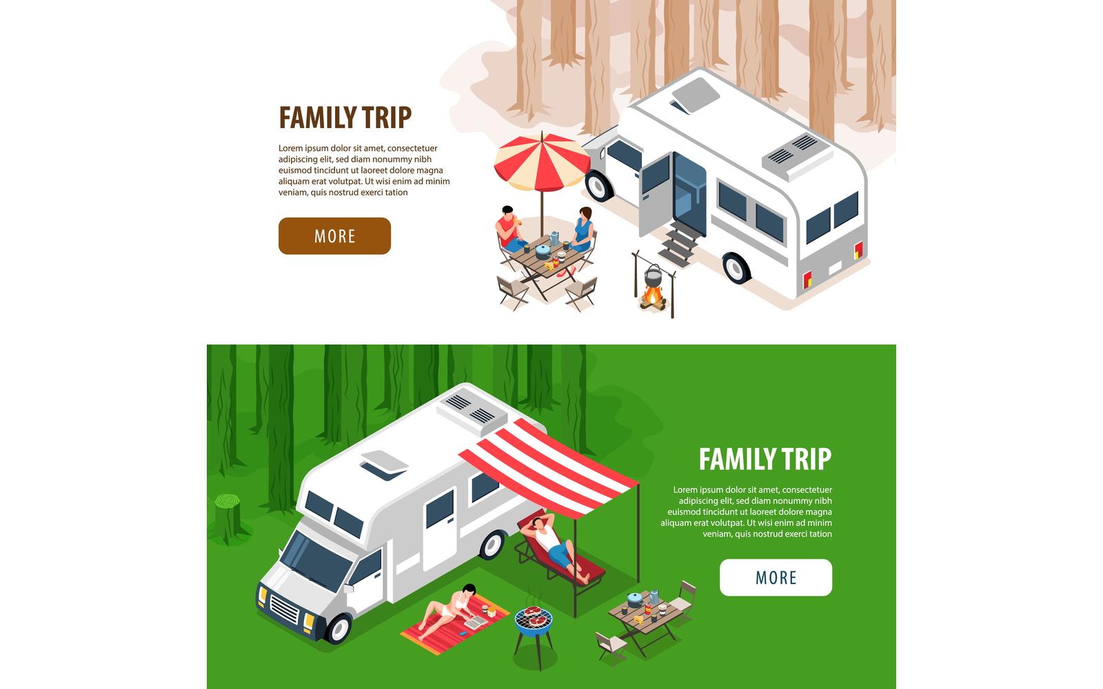 Isometric Family Trip Banners 200910501 Vector Illustration Concept