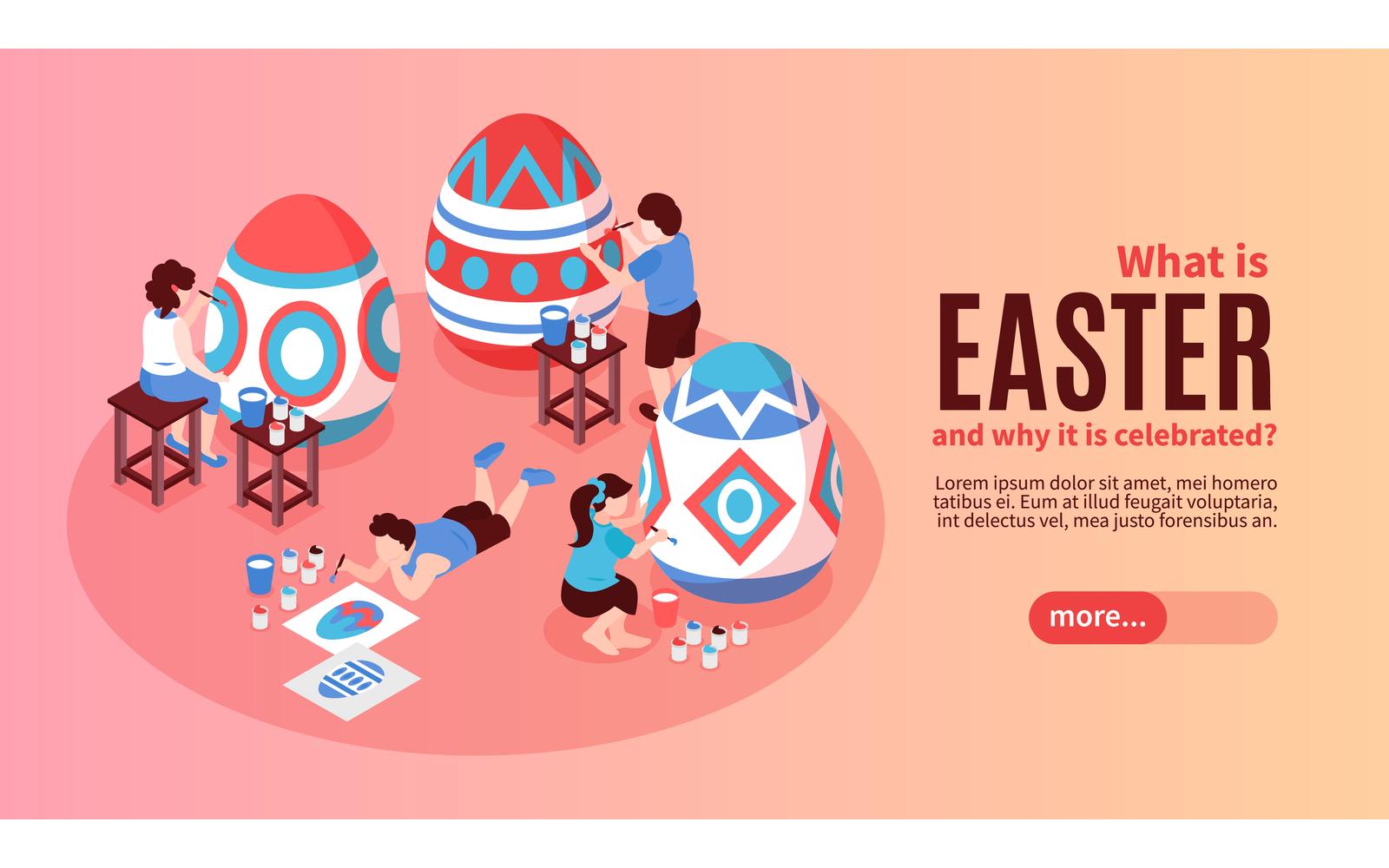 Isometric Easter Horizontal Banner 201112122 Vector Illustration Concept