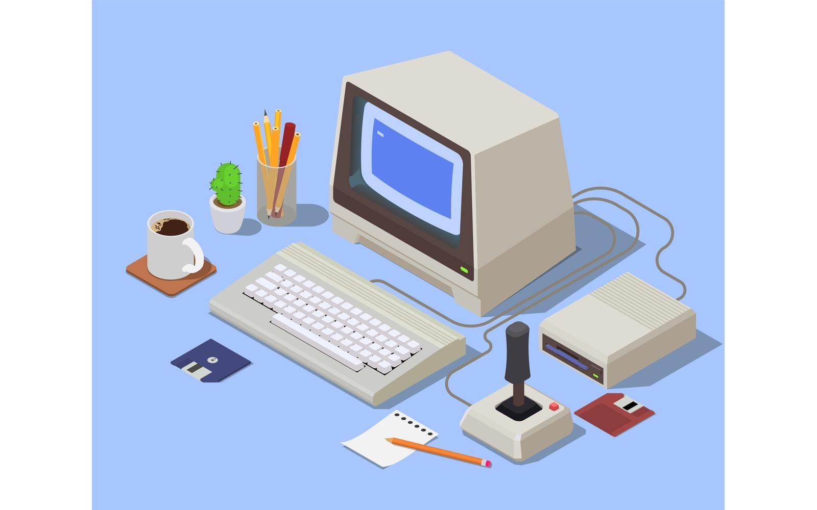 Retro Devices Isometric 201020143 Vector Illustration Concept