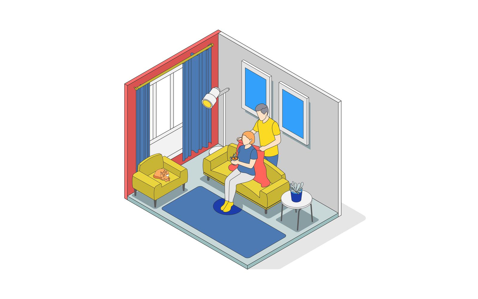 Hygge Lifestyle Isometric Composition 200930131 Vector Illustration Concept