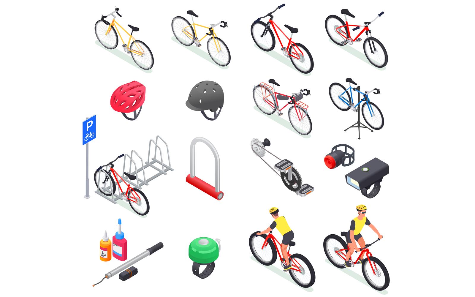 Bicycle Isometric Set 201020131 Vector Illustration Concept