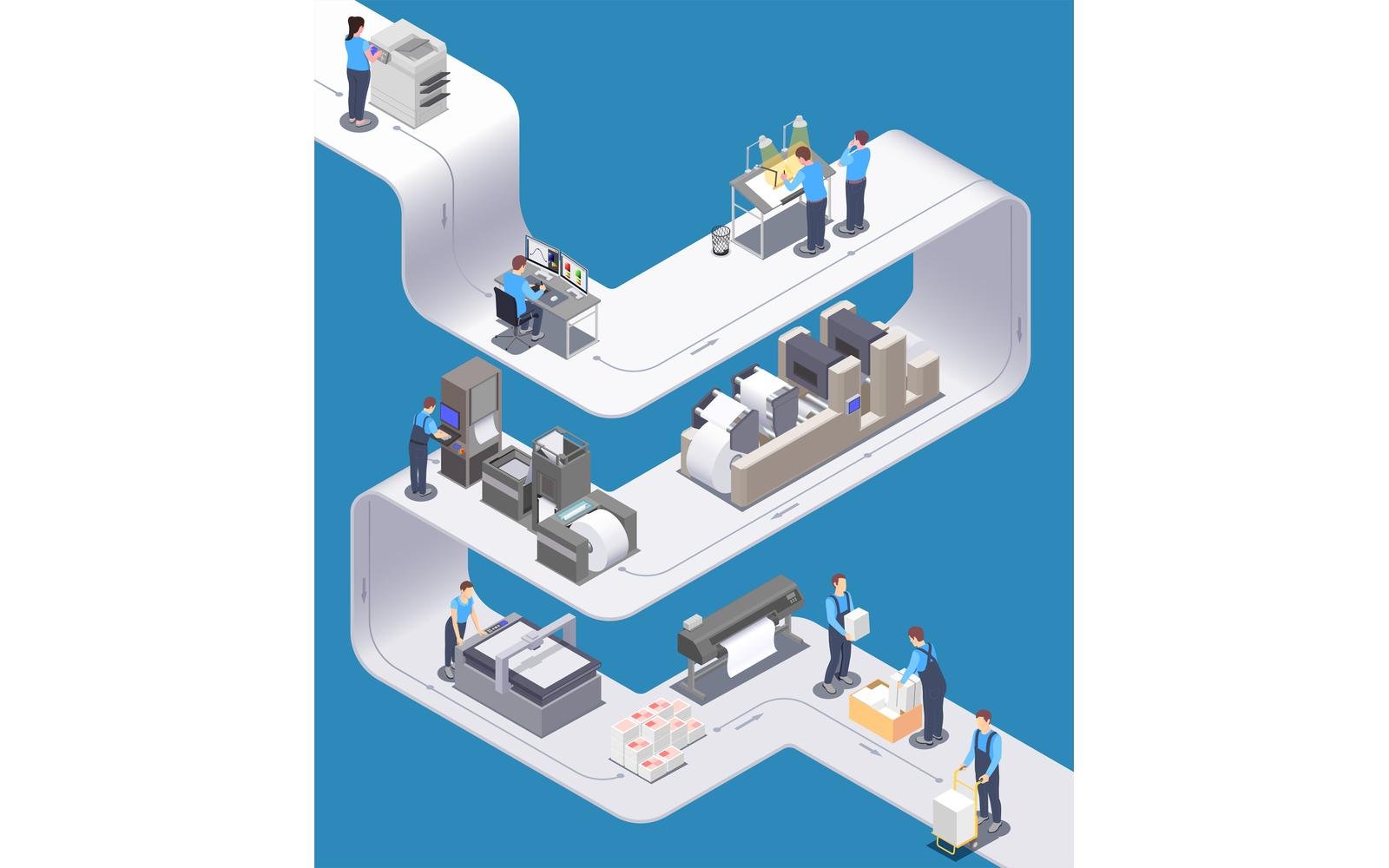 Printing House Isometic 201020106 Vector Illustration Concept