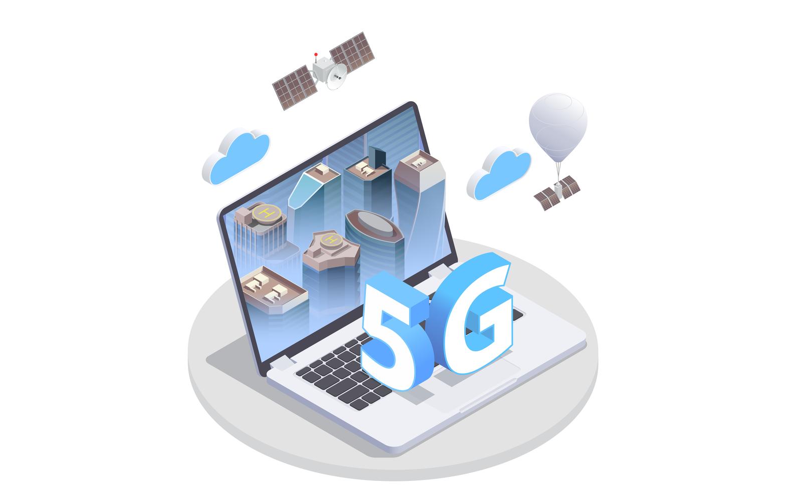 5G High Speed Internet Isometric 201120124 Vector Illustration Concept