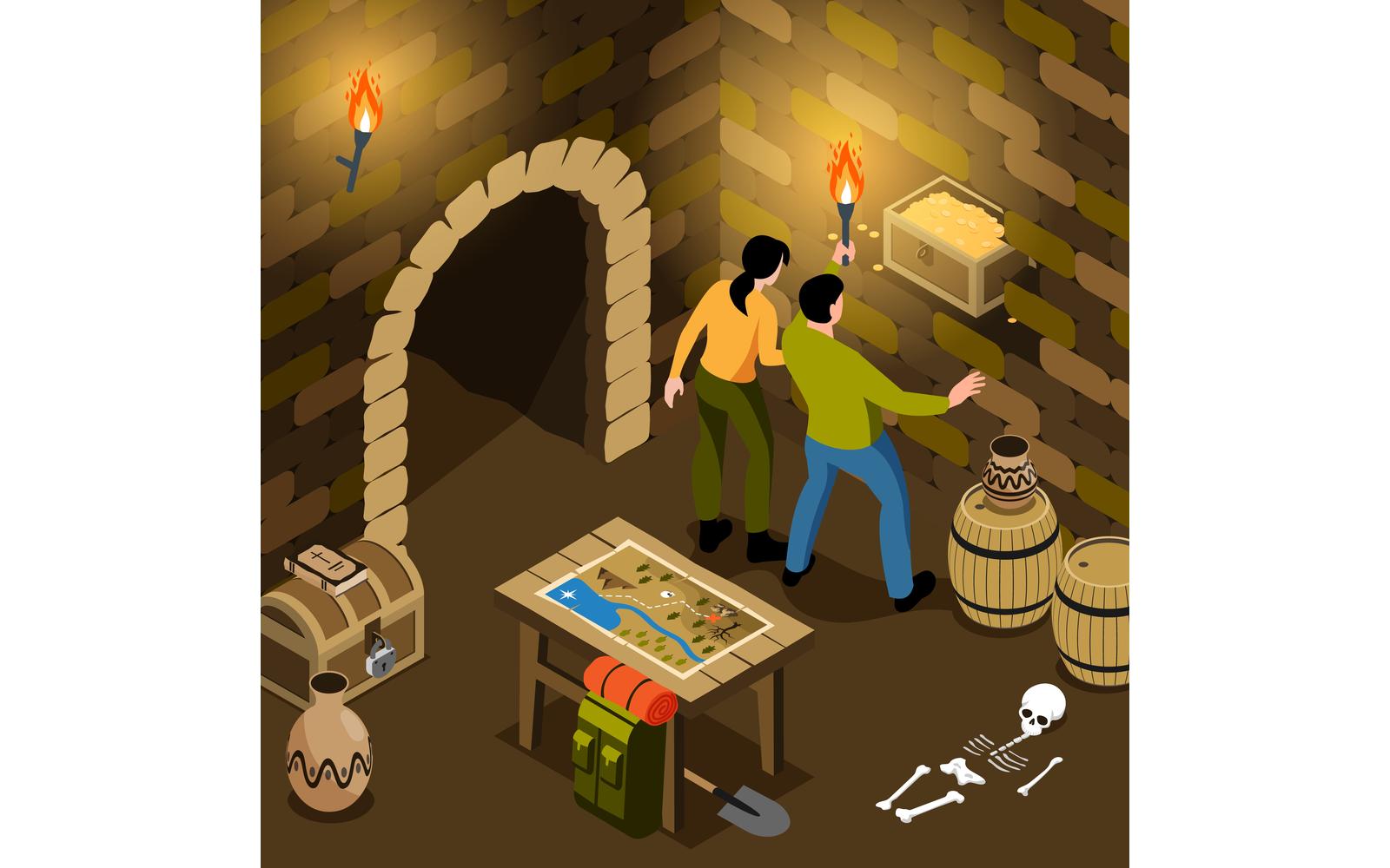 Isometric Treasure Hunt Illustration 201210509 Vector Illustration Concept