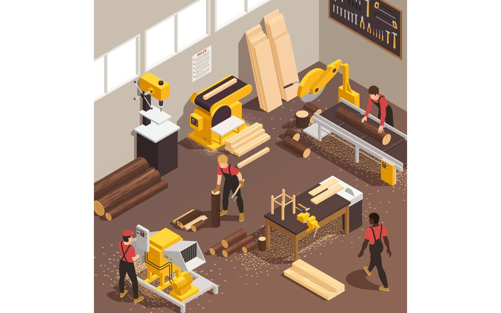 Sawmill Timber Mill Lumberjack Isometric 200910118 Vector Illustration Concept