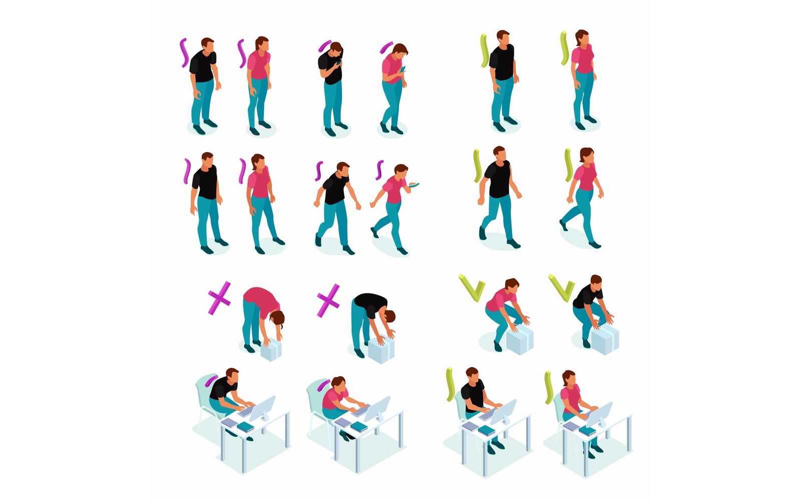 Isometric Postures Set 201103216 Vector Illustration Concept