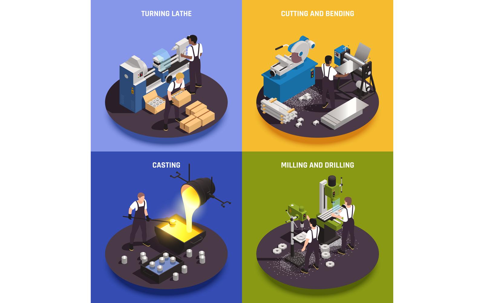 Metalworking People Isometric 201010115 Vector Illustration Concept