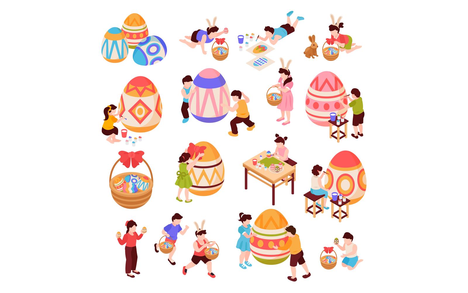 Isometric Easter Set 201112117 Vector Illustration Concept