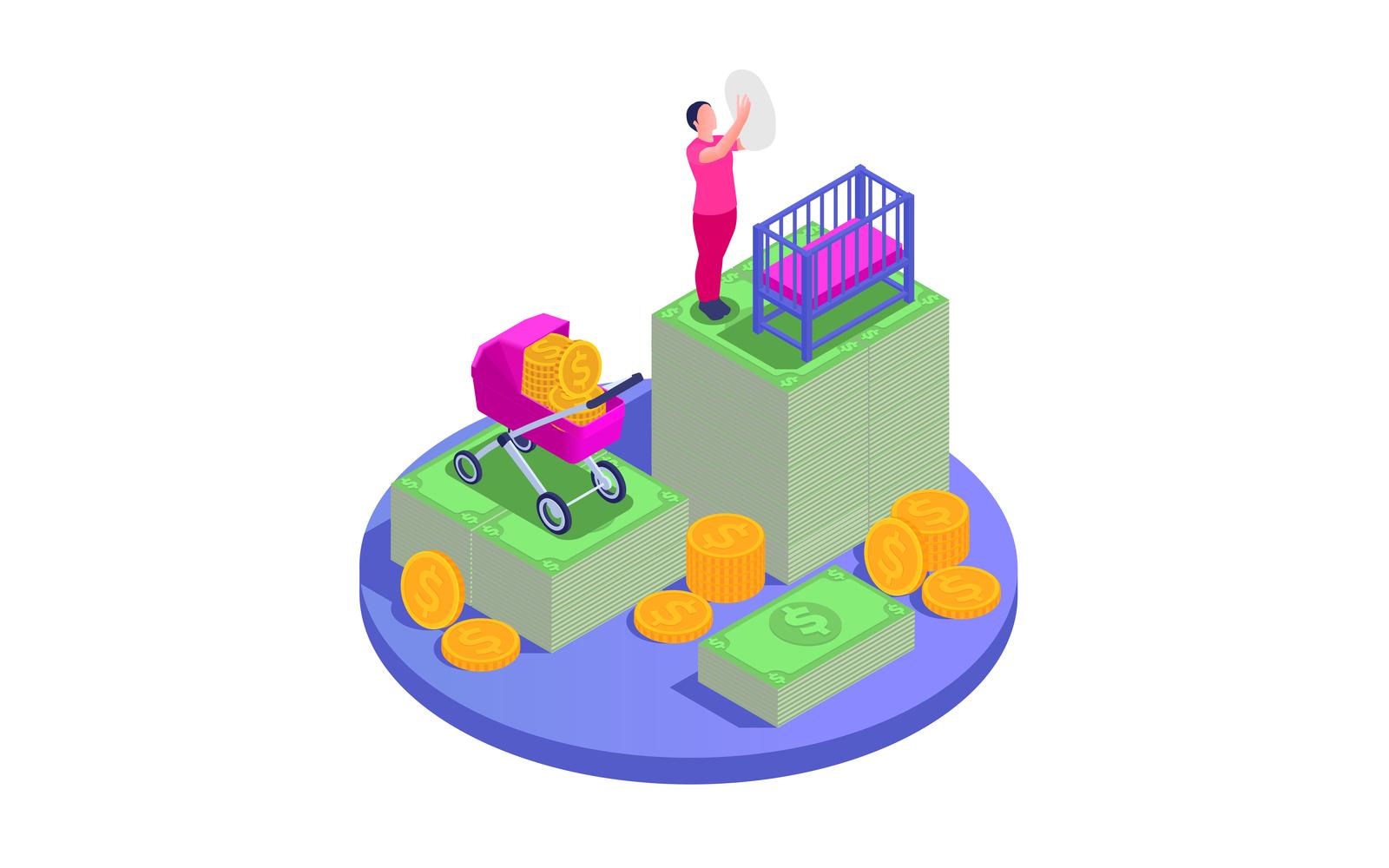 Social Security Unemployment Family Benefits Isometric 201220139 Vector Illustration Concept