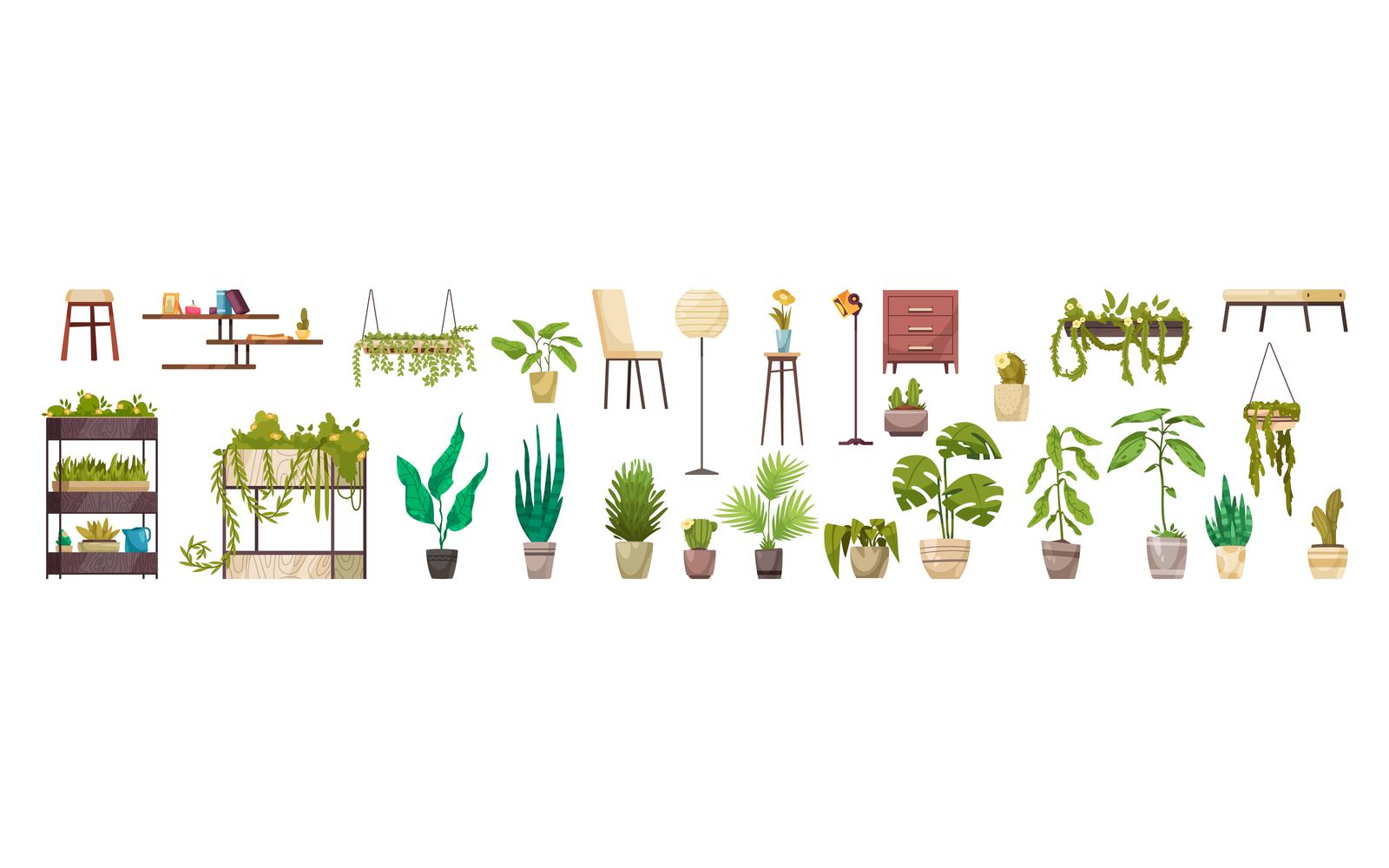 Home Plants Horizontal Set 201212644 Vector Illustration Concept