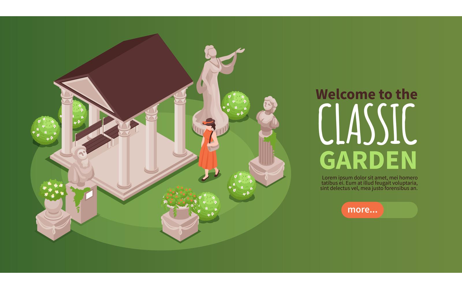 Isometric Garden Horizontal Banner 201212135 Vector Illustration Concept