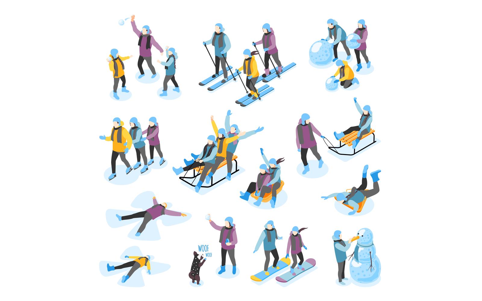 Winter Fun Isometric Recolor 201130133 Vector Illustration Concept