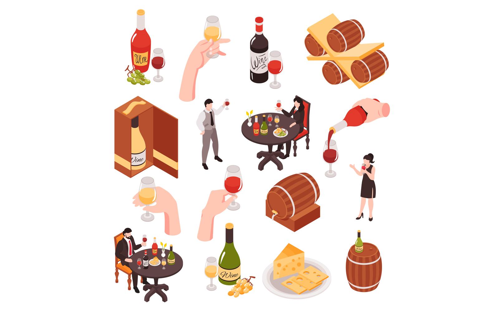 Isometric Wine Cellar Tasting Set 210112116 Vector Illustration Concept