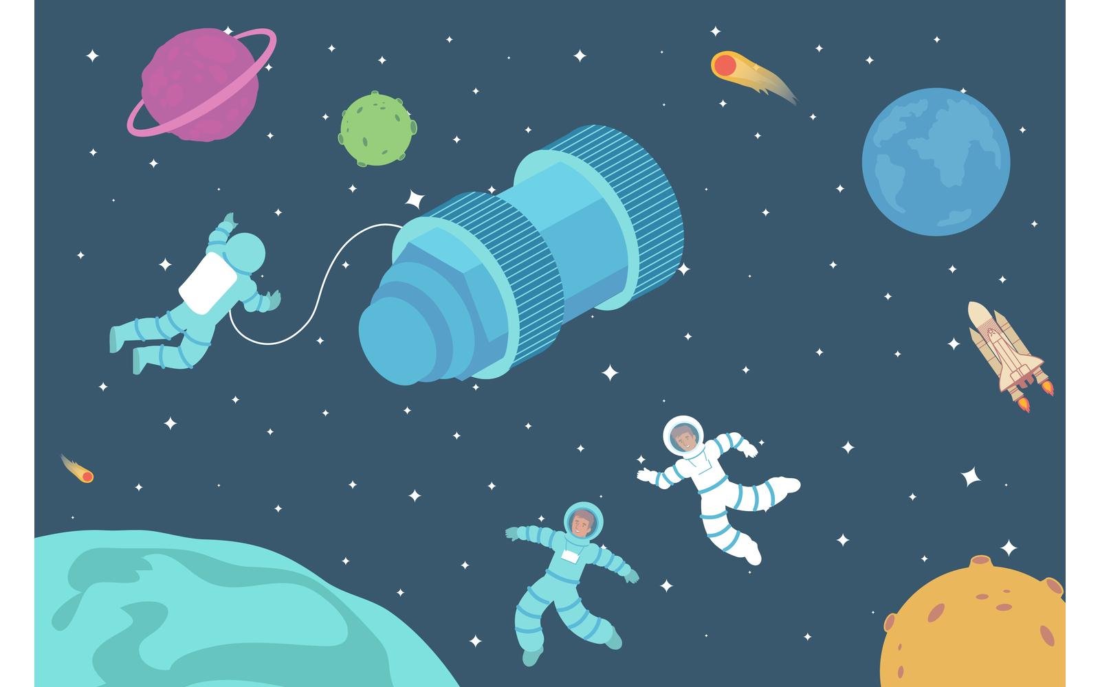 Astronaut Space Flat 210150615 Vector Illustration Concept