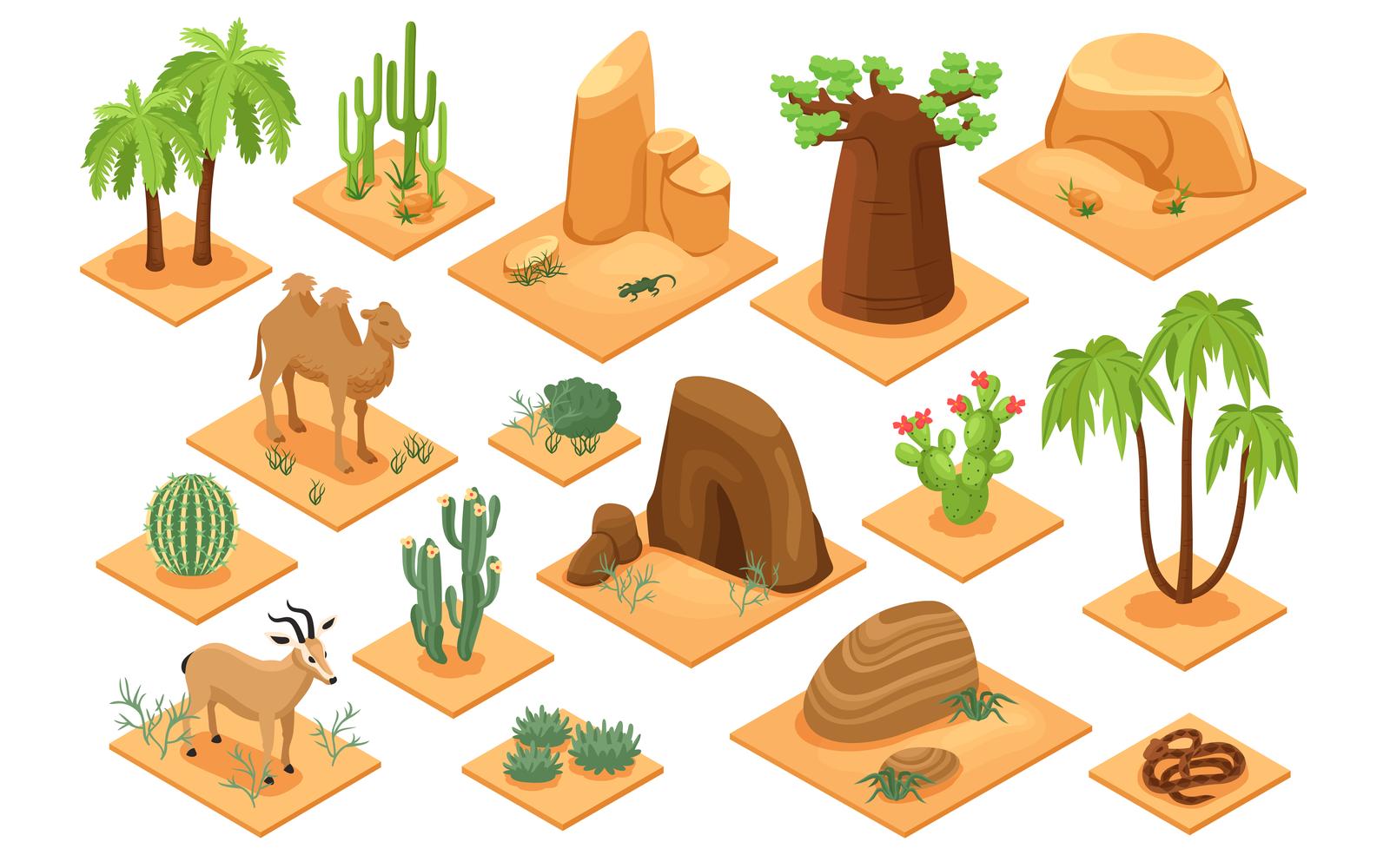 Isometric Desert Set 210112102 Vector Illustration Concept