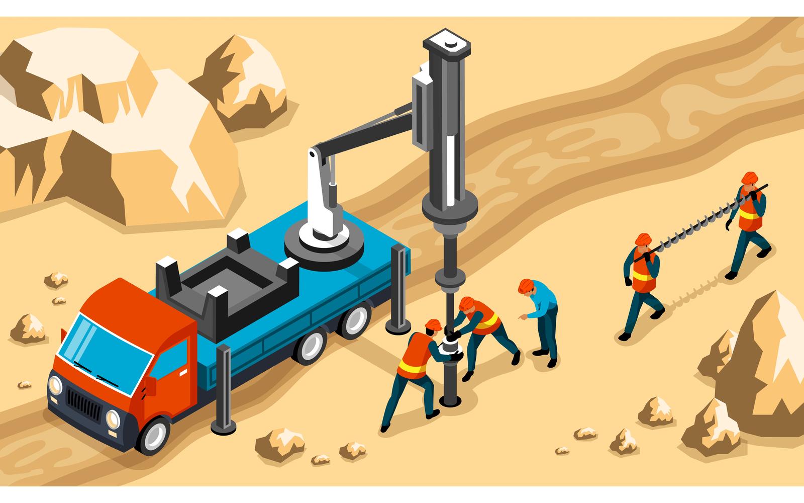 Isometric Driller Engineer Horizontal Illustration 210110519 Vector Illustration Concept