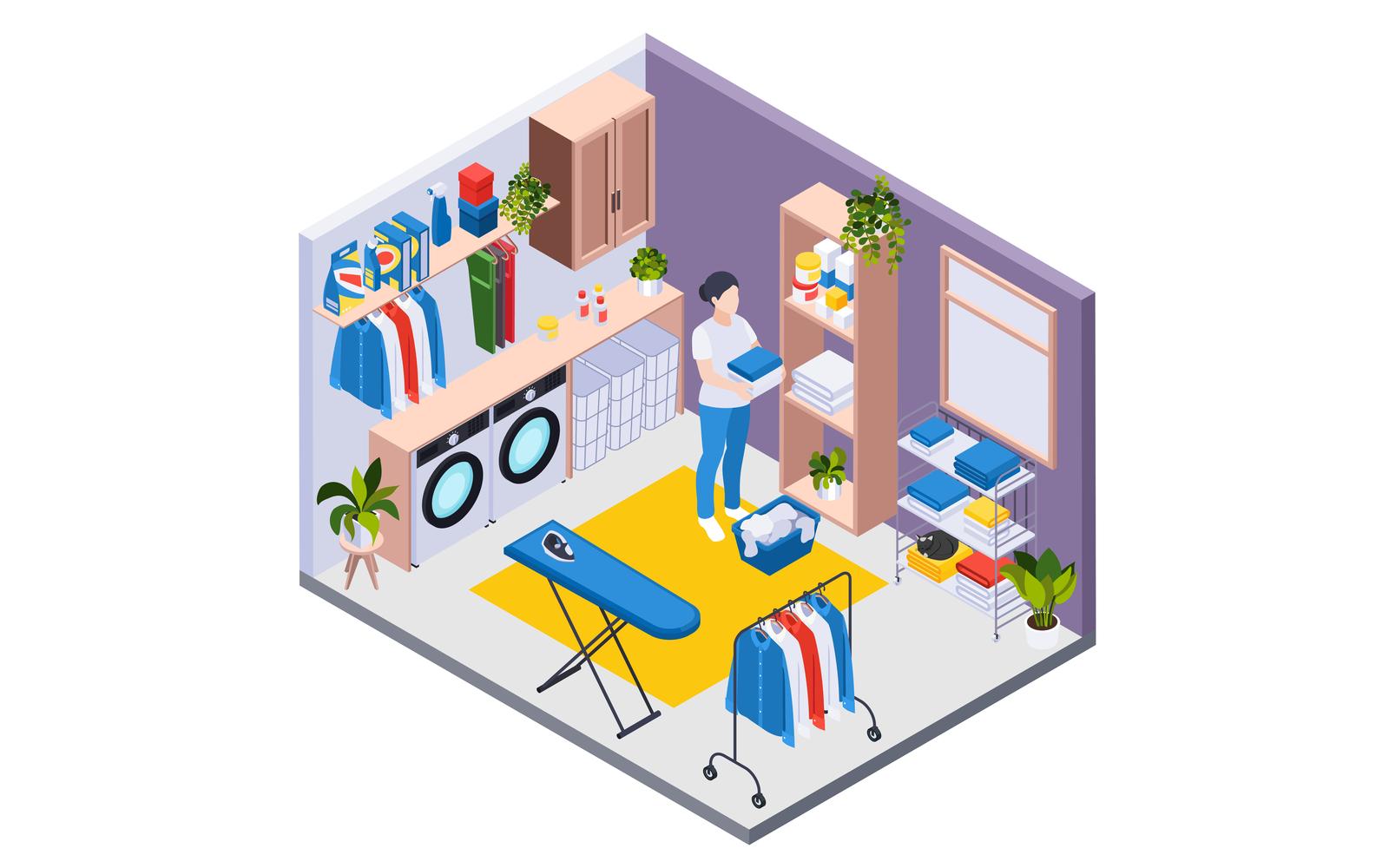 Laundry Washing Isometric 210103904 Vector Illustration Concept