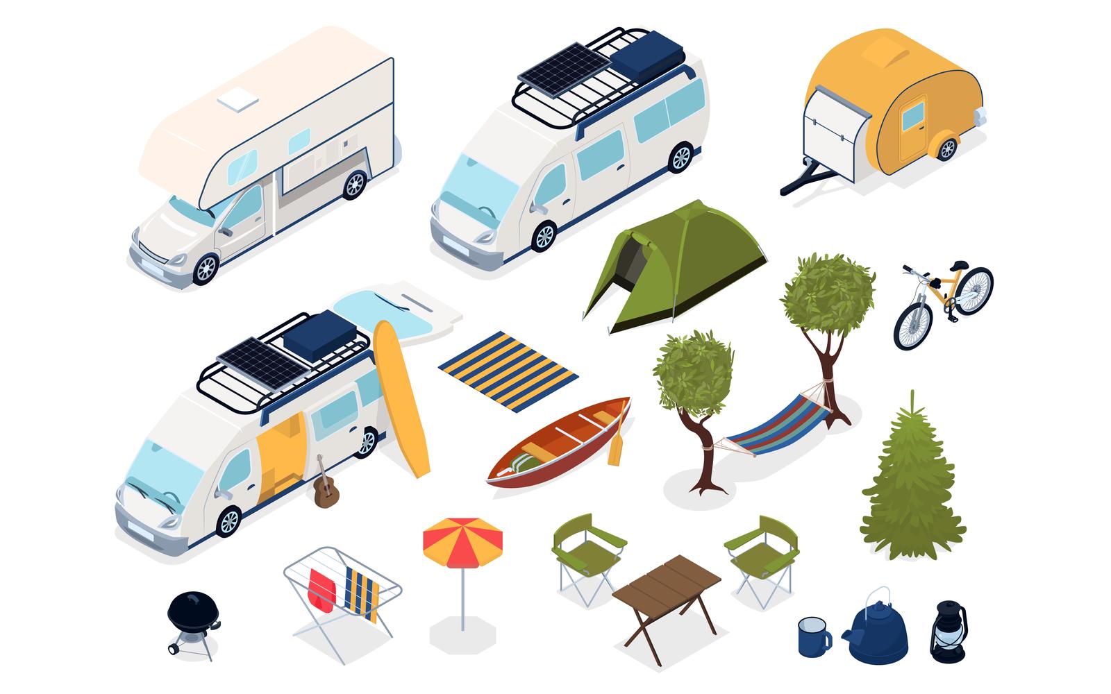 Isometric Trailer Park Set 210103210 Vector Illustration Concept