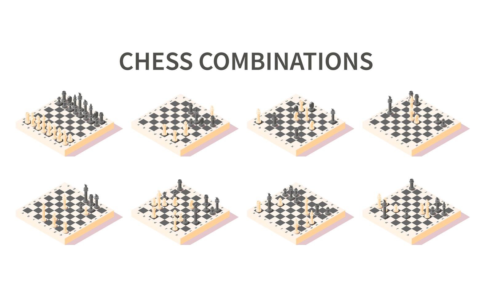 Chess Combinations Isometric Set 201260736 Vector Illustration Concept