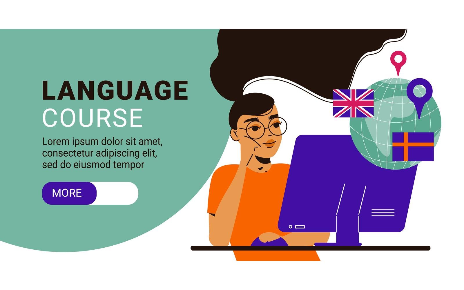 Language Course Horizontal Banner 210160520 Vector Illustration Concept