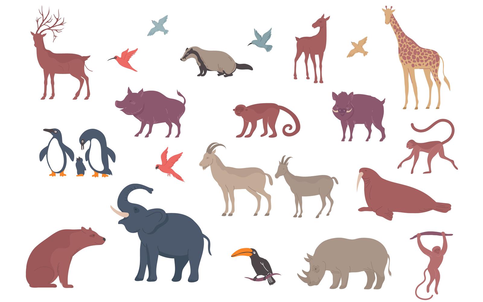 Wildlife Set Flat 201250601 Vector Illustration Concept