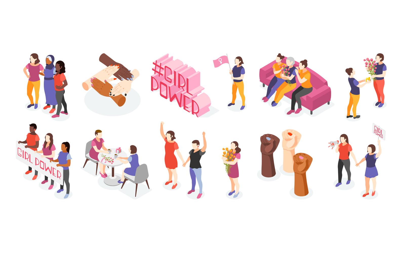 International Women'S Day Isometric Icons 210130119 Vector Illustration Concept