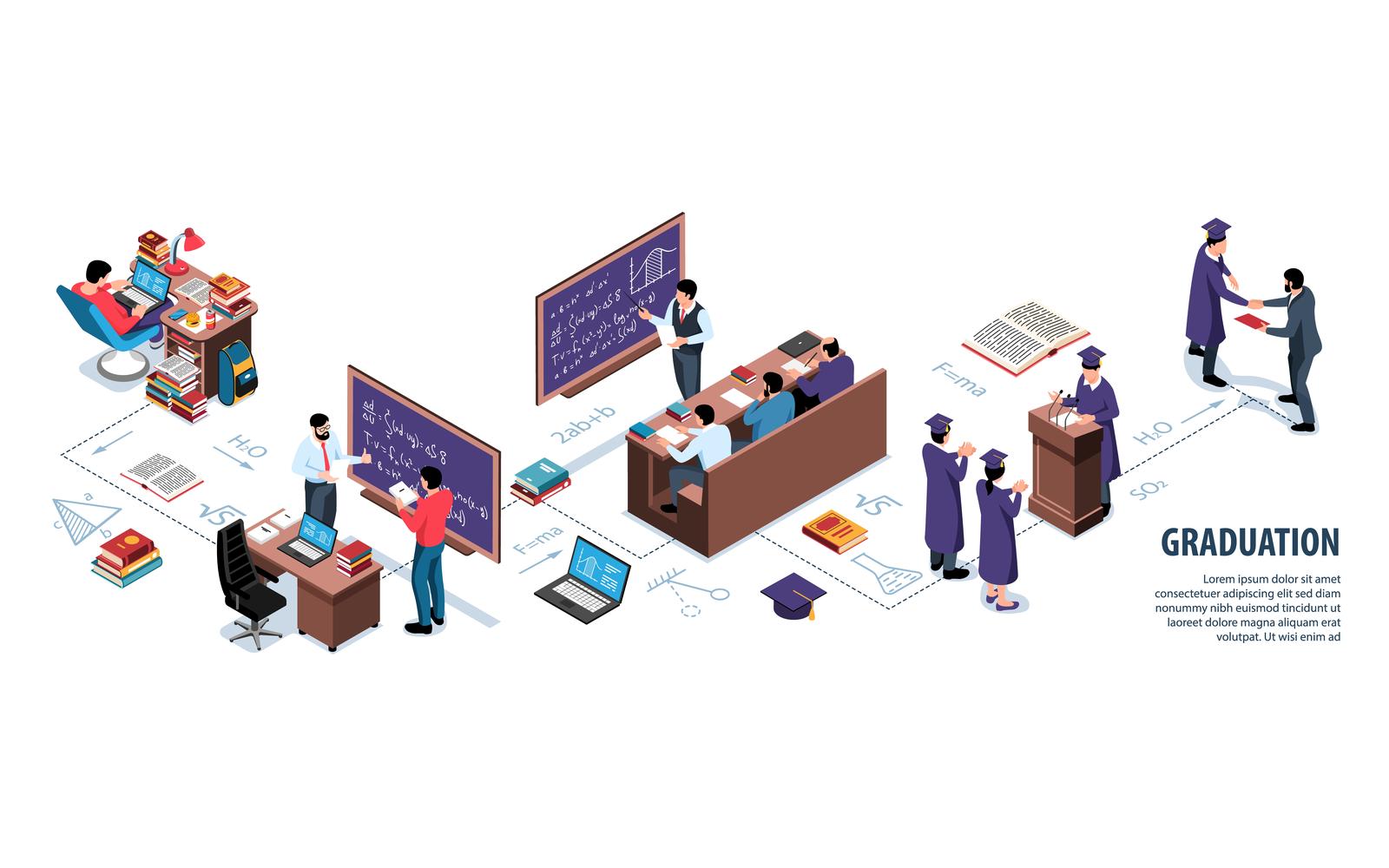 Isometric Graduation Infographics 201210518 Vector Illustration Concept