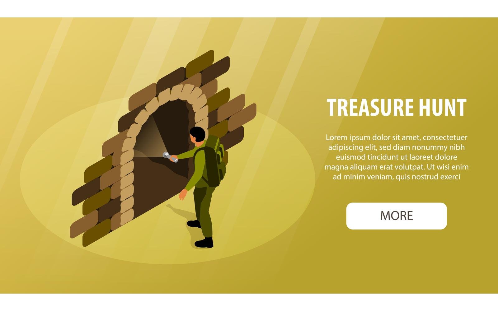 Isometric Treasure Hunt Horizontal Banner 201210513 Vector Illustration Concept